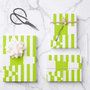 Feuille De Papier Cadeau Triangle - Lime vert et blanc