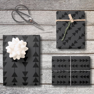Feuille De Papier Cadeau Triangles suspendus noirs modernes et élégants sur