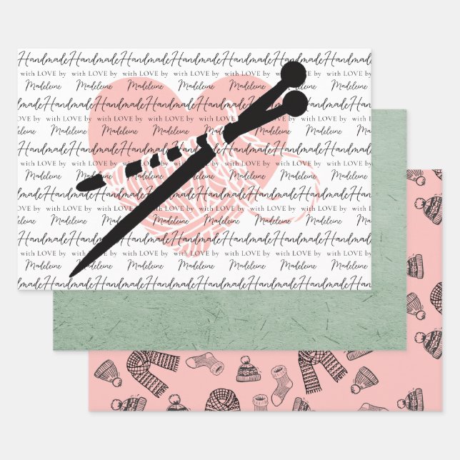 Feuille De Papier Cadeau Tricot artisanal Artisanat Artisanat Coeur (Lot)