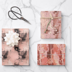 Feuille De Papier Cadeau Trio Abstrait Rose Pâle 