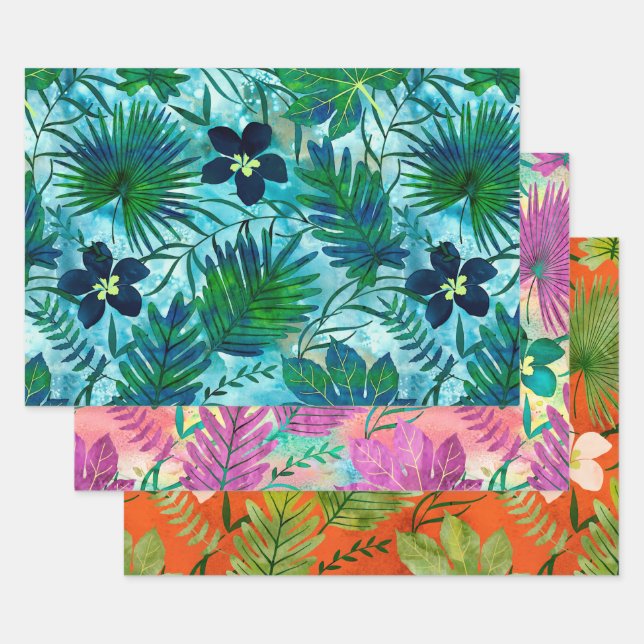 Feuille De Papier Cadeau Trio de jardins tropicaux de Nalani Hawaï (Lot)