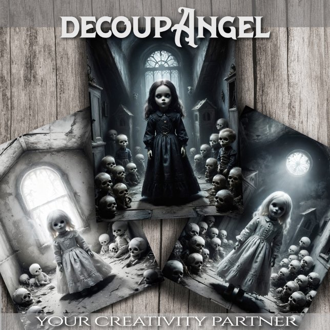 Feuille De Papier Cadeau Trio de poupées fantôme déplaisant - Découpage - (Créateur téléchargé)