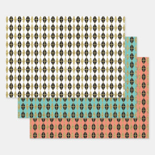 Feuille De Papier Cadeau Trio Diamond & Gold Grid III