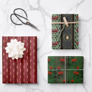 Feuille De Papier Cadeau Trio gothique de Noël