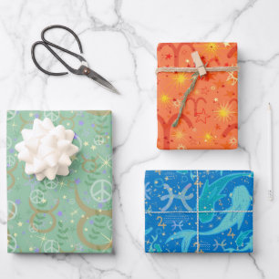 Feuille De Papier Cadeau Trio zodiaque de printemps Pisces Aries Taurus