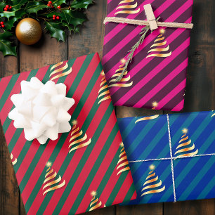 Feuille De Papier Cadeau Tripe multicolore d'arbre de Noël