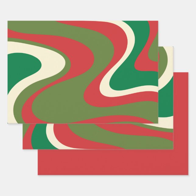 Feuille De Papier Cadeau Trippy Retro 60s les années 70 Swirling Abstrait N (Lot)