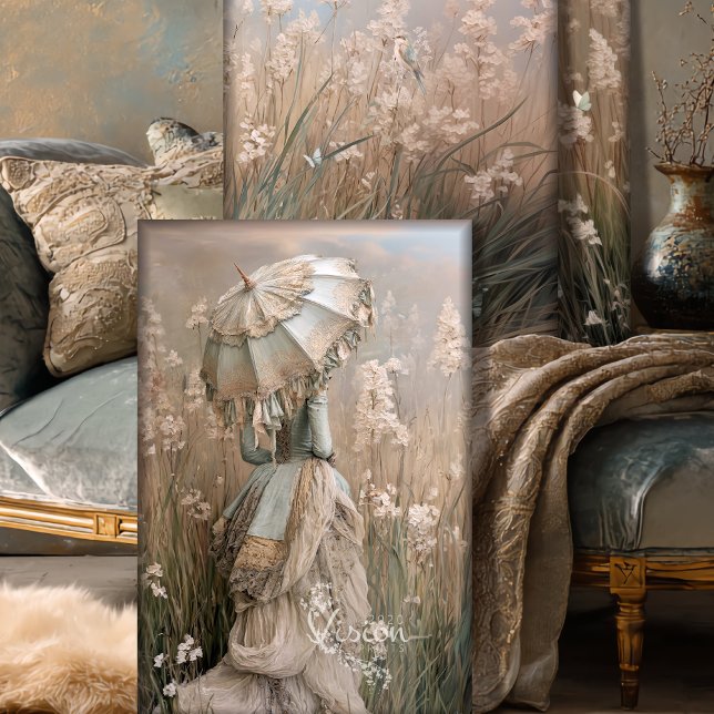 Feuille De Papier Cadeau Triptyque découpage poids lourd Field of Dreams (Field of Dreams Triptych, Heavyweight Decoupage, Craft Paper, Beige Mint Sage Light Dusty Blue.)