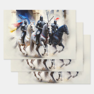 Feuille De Papier Cadeau Trois chevaliers partent - La Quête