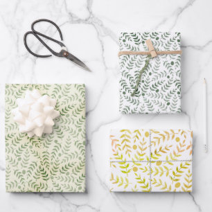 Feuille De Papier Cadeau Trois couleurs Fern Leaf Toutes les occasions Moti