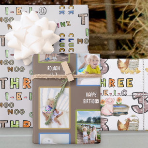 Feuille De Papier Cadeau Trois-i-e-i-o 3e anniversaire Photos et thème de l