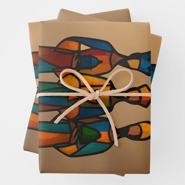 Feuille De Papier Cadeau Trois Sages Abstraits (En situation)