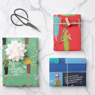 Feuille De Papier Cadeau Trois thèmes de Noël assortis à la carte Bluntcard