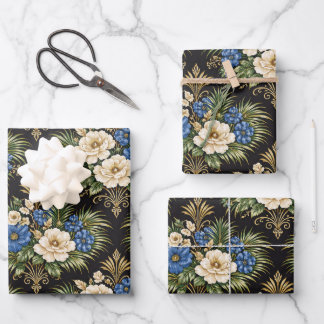 Feuille De Papier Cadeau Tropical Blue Palm Floral