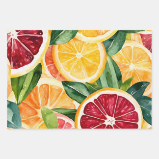 Feuille De Papier Cadeau Tropical Citrus Orange Fruit Slices