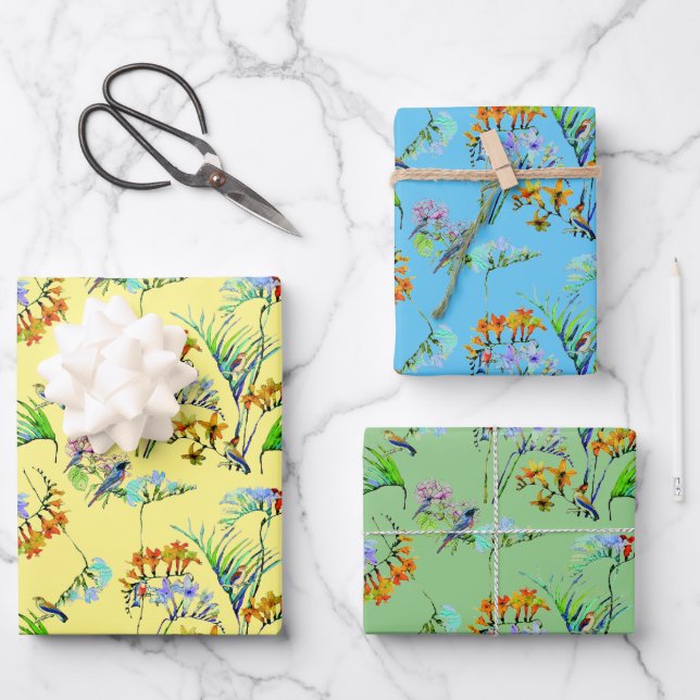 Feuille De Papier Cadeau Tropical Paradise Motif Trio (Recto)