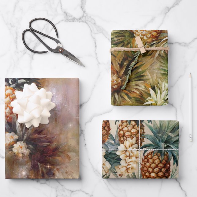 Feuille De Papier Cadeau Tropical Pineapples Mariage Bridal Shower (Recto)