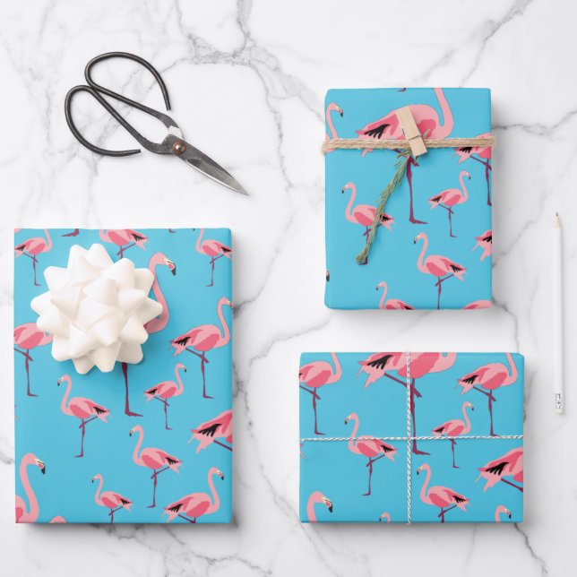 Feuille De Papier Cadeau Tropical Summer Pink Flamingo Pattern (Recto)