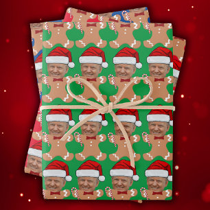 Feuille De Papier Cadeau Trump Custom Face Photo Gingpain d'épice Noël