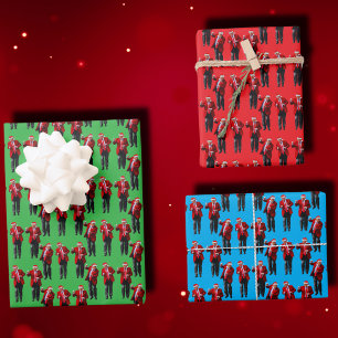 Feuille De Papier Cadeau Trump Danse   Trump Santa Hat Claus Danse