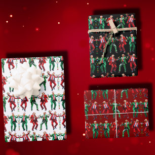 Feuille De Papier Cadeau Trump danse Trump Santa Hat Danse Noël