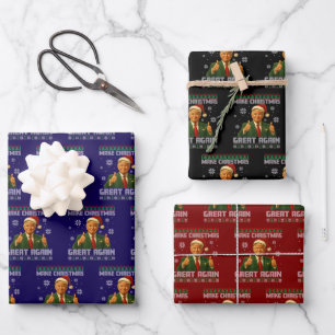 Feuille De Papier Cadeau Trump Doux moche de Noël Rendre Noël super