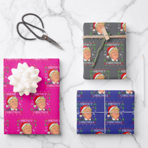 Feuille De Papier Cadeau Trump Joyeux Noël Vilain cadeau de Noël