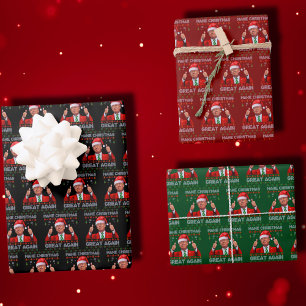 Feuille De Papier Cadeau Trump Santa Hat   Rendre Noël super