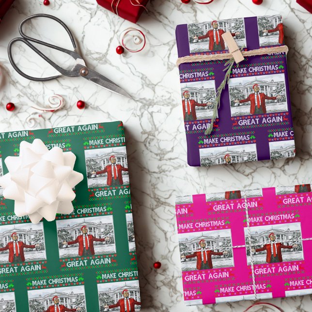 Feuille De Papier Cadeau Trump Santa Hat | Trump redonne sa grandeur à Noël (Créateur téléchargé)