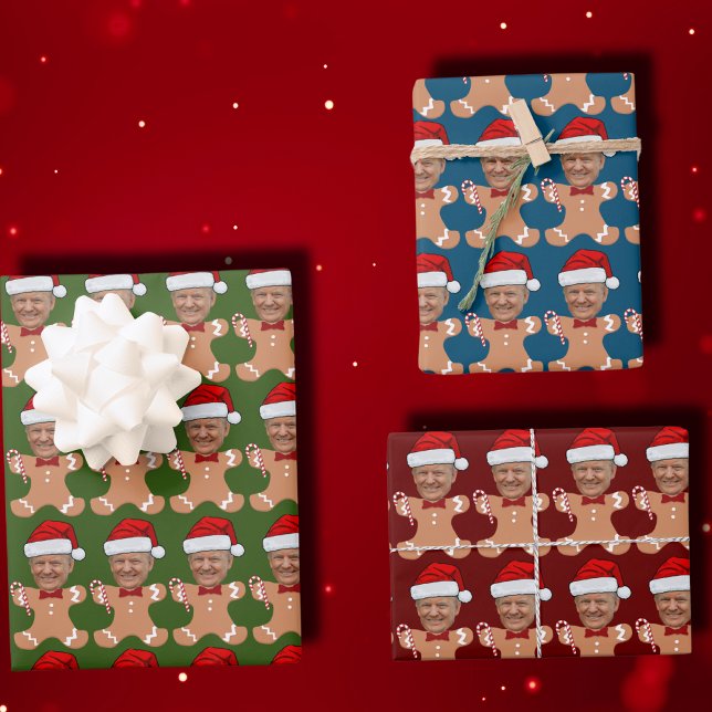 Feuille De Papier Cadeau Trump Visage Personnalisé Visage Photo Gingpain (Créateur téléchargé)