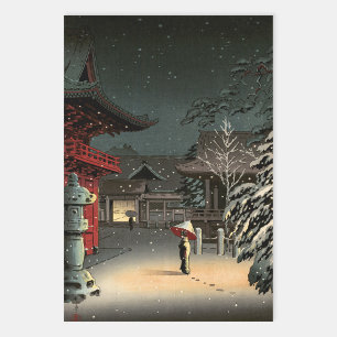 Feuille De Papier Cadeau Tsuchiya Koitsu - Neige au temple de Nezu