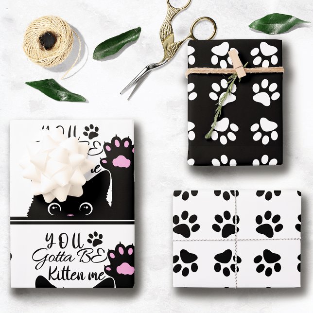 Feuille De Papier Cadeau Tu Dois Être Kitten Me Drôle Chat Motif Anniversai (Créateur téléchargé)