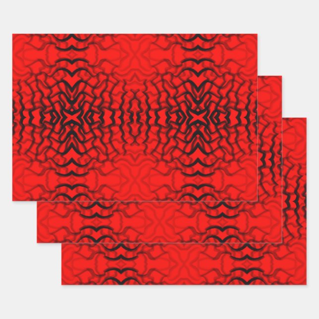 Feuille De Papier Cadeau Tubulaire Noir Et Rouge (Lot)