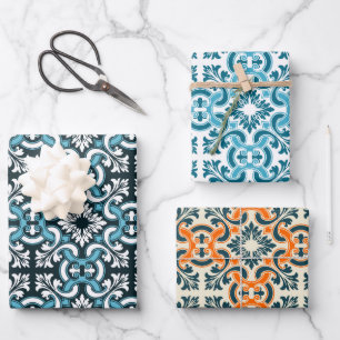 Feuille De Papier Cadeau Tuile bleue portugaise