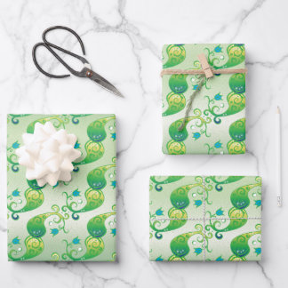 Feuille De Papier Cadeau Tulipe verte Abstraite, modèle floral