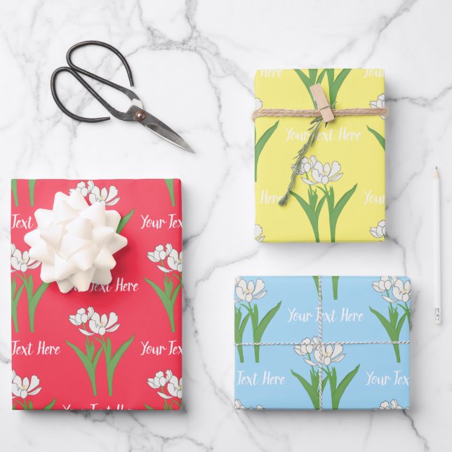 Feuille De Papier Cadeau Tulipes blanches (Recto)
