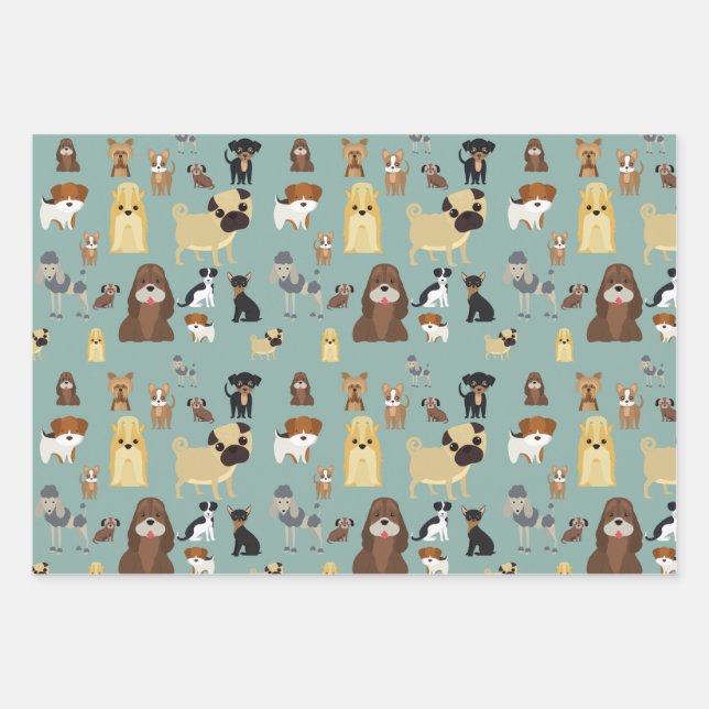 Feuille De Papier Cadeau turqouise backgrogs dogs (Devant)