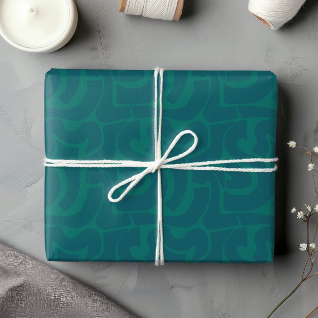 Feuille De Papier Cadeau Turquoise et bleu marine moderne et tendance (Créateur téléchargé)