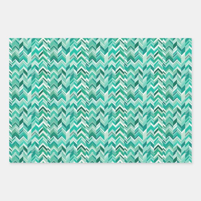 Feuille De Papier Cadeau Turquoise Turquoise Chevron (Devant)