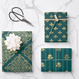 Feuille De Papier Cadeau Turquoise - Turquoise et Gold Paris