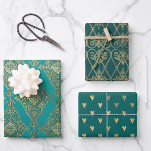 Feuille De Papier Cadeau Turquoise - Turquoise et Gold Paris