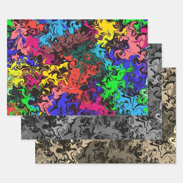 Feuille De Papier Cadeau Twirly coloré Abstrait / Filtres / (Lot)