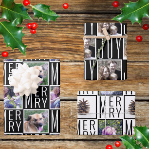 Feuille De Papier Cadeau Typographie Carré Photos Chic Noir Et Blanc