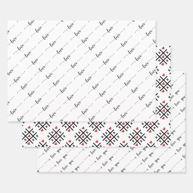 Feuille De Papier Cadeau Typographie Saint-Valentin (Lot)
