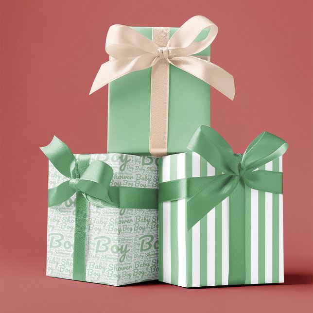 Feuille De Papier Cadeau Typographie verte tendance Baby shower de script p (Créateur téléchargé)