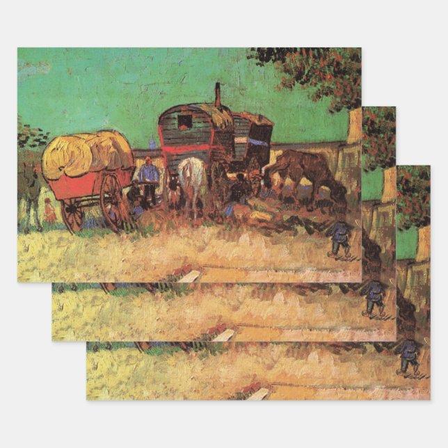 Feuille De Papier Cadeau Tziganes avec caravanes par Vincent van Gogh (Lot)