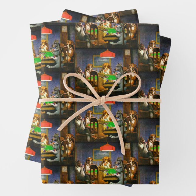 Feuille De Papier Cadeau Un ami dans le besoin Chiens jouer Poker Cadeau (En situation)