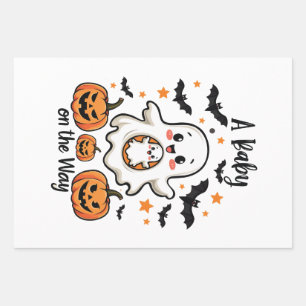 Feuille De Papier Cadeau Un bébé sur le chemin Pastel Ghost Pregnancy Hallo