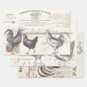 Feuille De Papier Cadeau Un coq français reçoit Ephemera Découpage Oisea