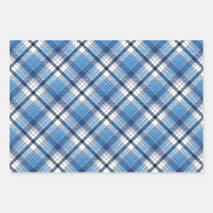 Feuille De Papier Cadeau Un design élégant en plaid bleu